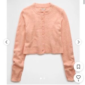 American Eagle Cozy Peach Cropped Cardigan Sz Med